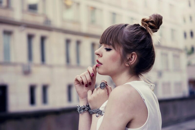 woman with updo and jewelry