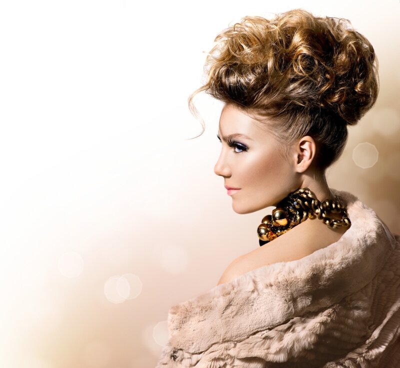 Woman with Updo Hairstyle — Beige, Dramatic