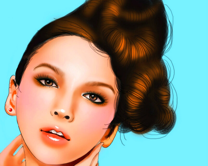 Woman with Updo Hairstyle — Blue, Calm