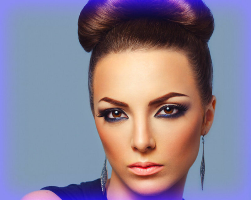 Woman with Updo Hairstyle — Blue, Dramatic
