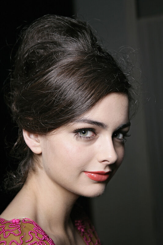 Woman with Updo Hairstyle — Brown, Dramatic, Photograph, Makeup