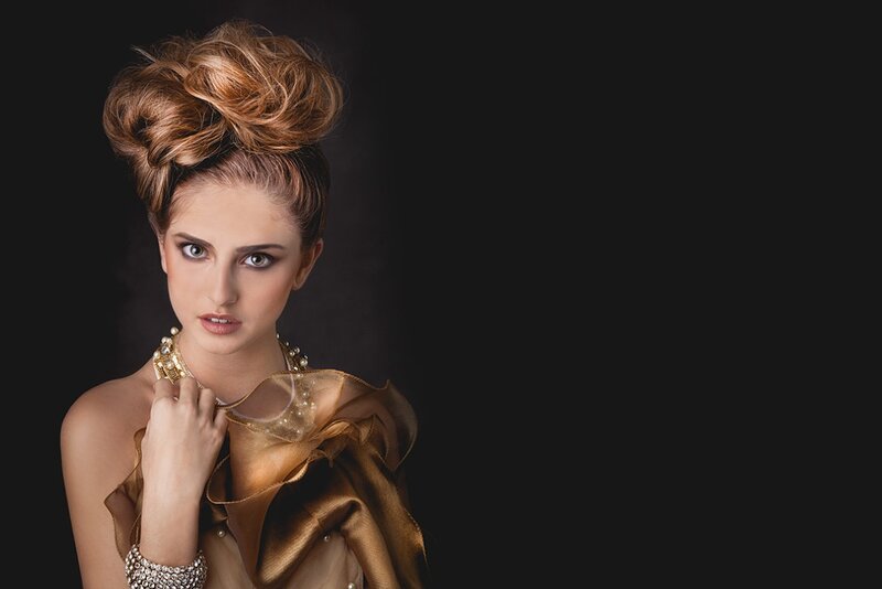 Woman with Updo Hairstyle — Gold