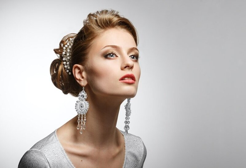 Woman with Updo Hairstyle — White, Dramatic