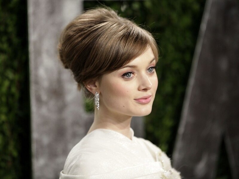 Woman with Updo Hairstyle — White, Formal