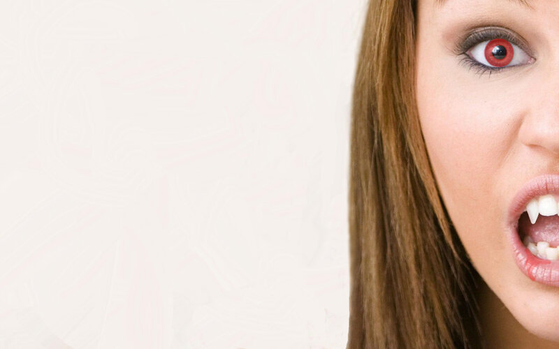 woman with vampire eyes