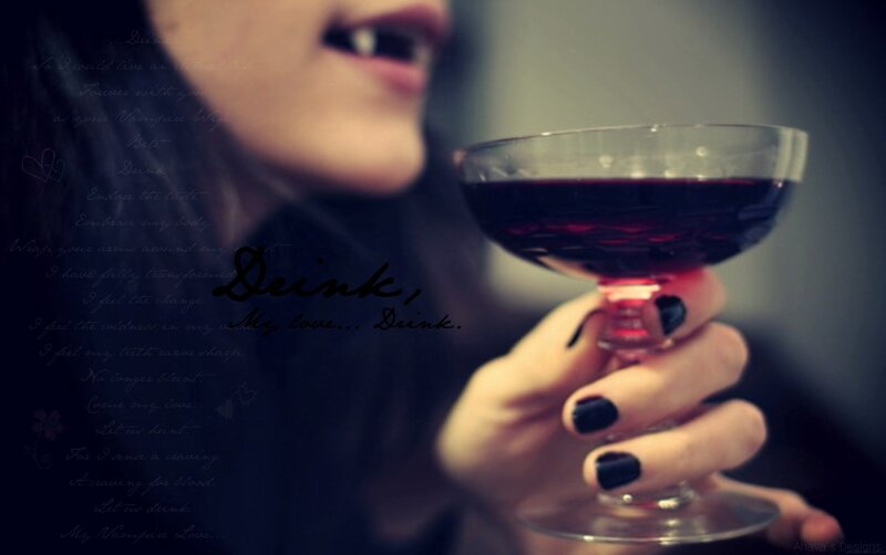 Woman with Vampire Fangs — Black