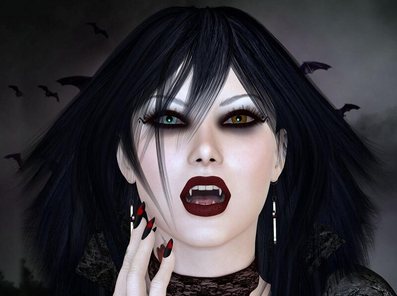Woman with Vampire Features — Black