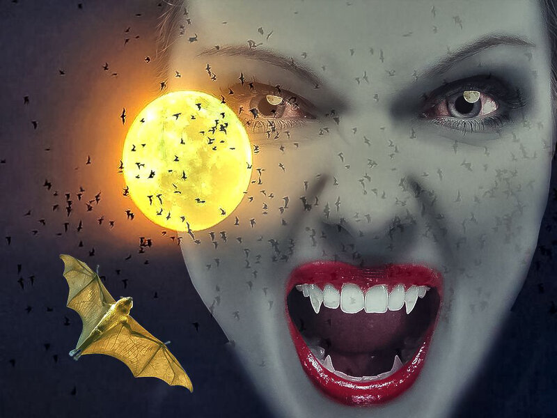 Woman with Vampire Features — Yellow
