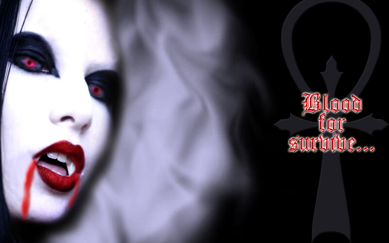 Woman with Vampire Makeup — Black, Dark, Night