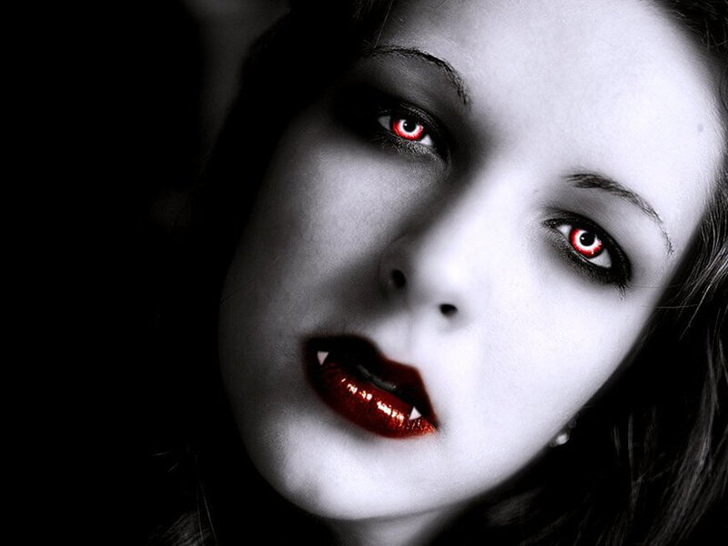 Woman with Vampire Makeup — Black, Dramatic, Photograph