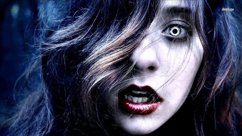 Woman with Vampire Makeup — Blue, Dramatic