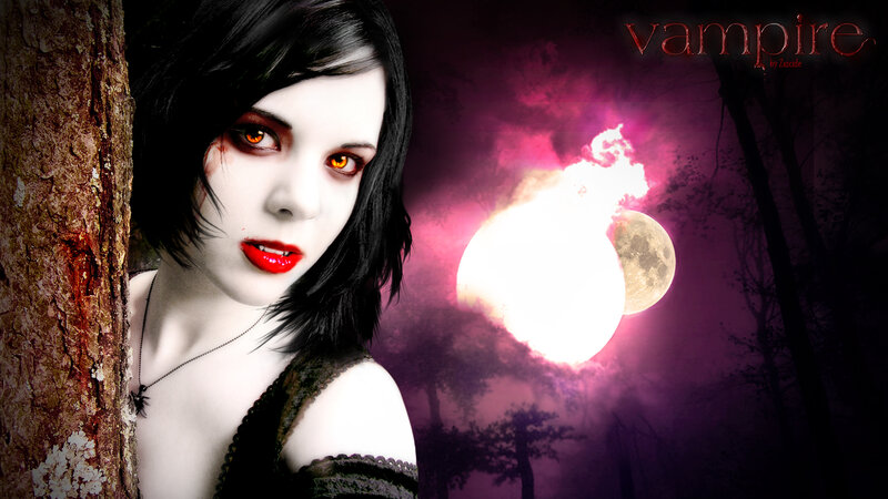Woman with Vampire Makeup — Purple