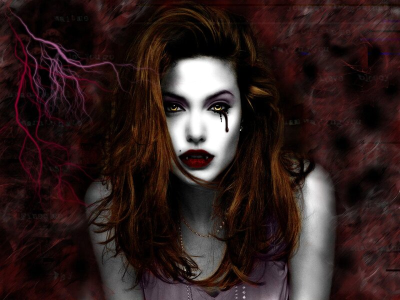 Woman with Vampire Makeup — Red, Dramatic, Dark