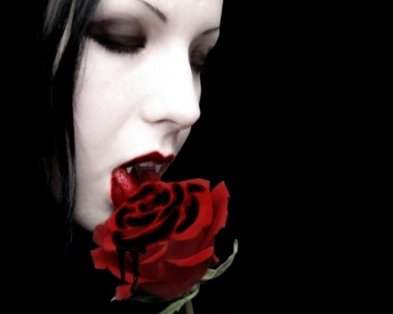 Woman with Vampire Makeup — Red, Dramatic