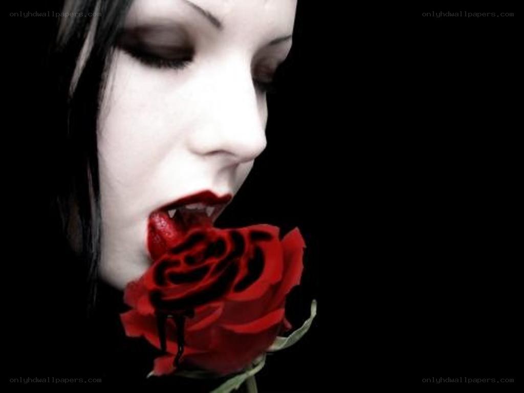 woman with vampire makeup