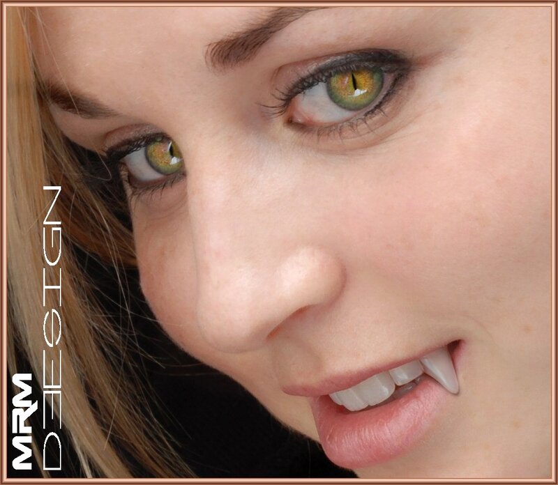 Woman with Vampire Teeth — Green