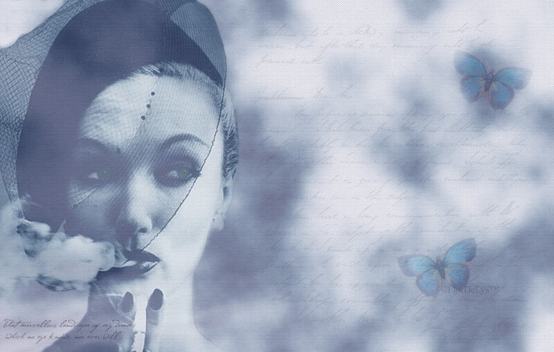 Woman with Veil and Butterflies