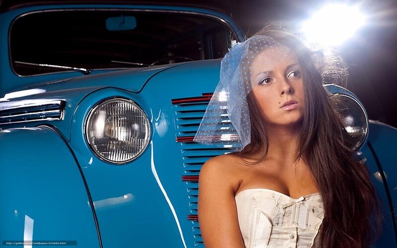 Woman with Veil and Car