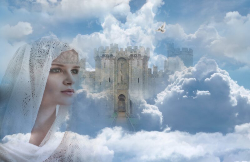 Woman with Veil and Castle
