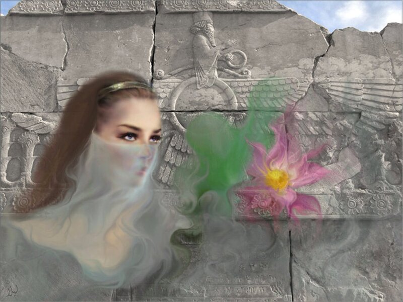 Woman with Veil and Flower — Gray