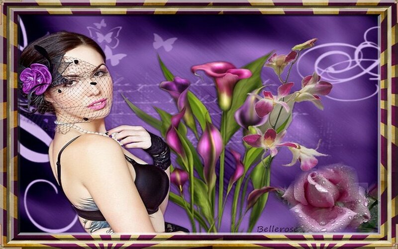 Woman with Veil and Flowers — Purple, Dramatic