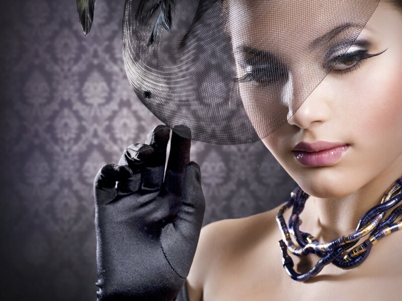 Woman with Veil and Gloves — Black