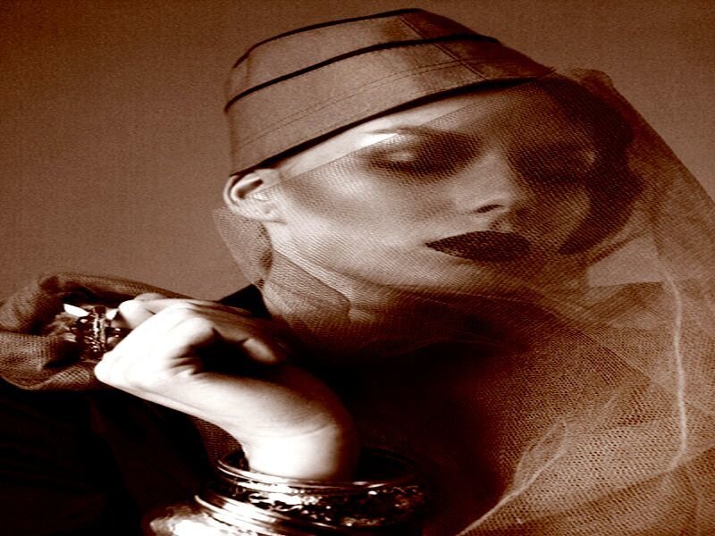 Woman with Veil and Hat — Brown