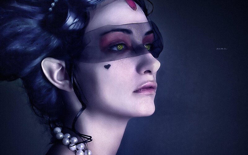 woman with veil and makeup