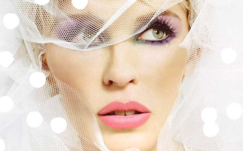 Woman with Veil and Makeup — White, Dramatic, Photograph