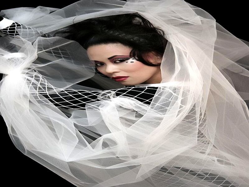 Woman with Veil and Makeup — White