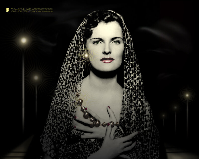 Woman with Veil and Necklace — Black