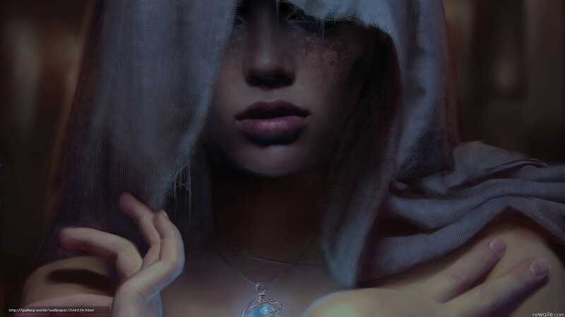 woman with veil and pendant