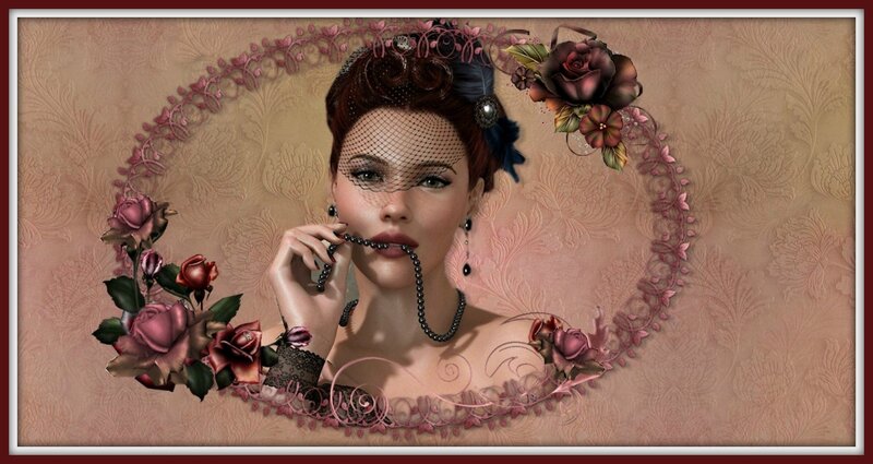 Woman with Veil and Roses — Pink