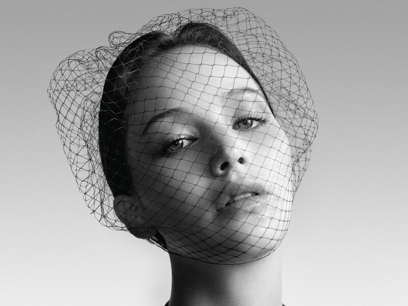 Woman with Veil — Black, Dramatic, Photograph, Face, Neck