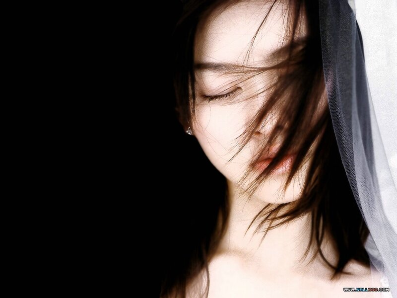 Woman with Veil — Black, Dramatic, Photograph, Hair, Earring