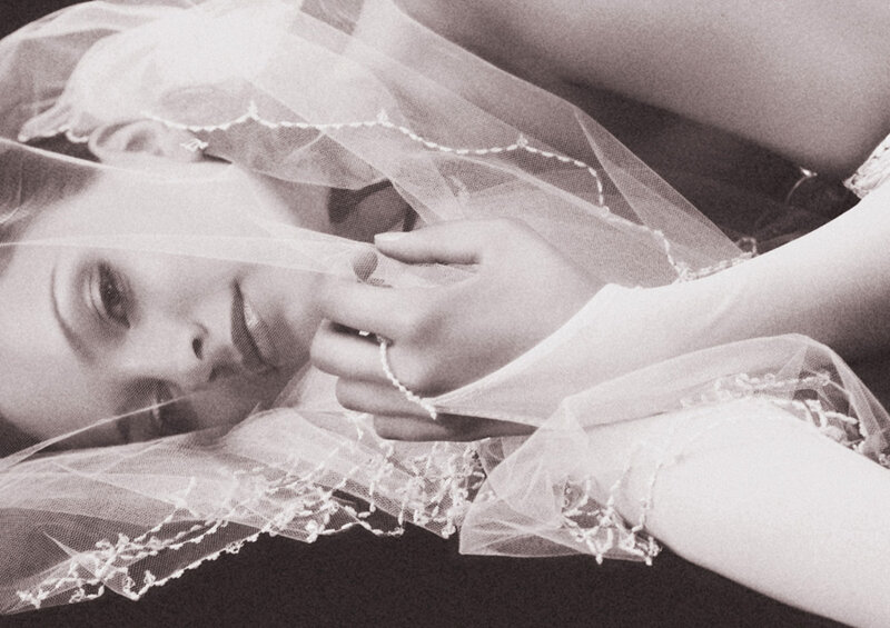 Woman with Veil — Black, Dramatic, Photograph, Hand