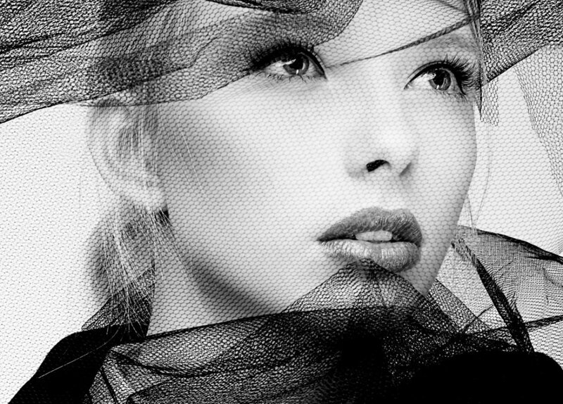 Woman with Veil — Black, Dramatic, Photograph, Hat