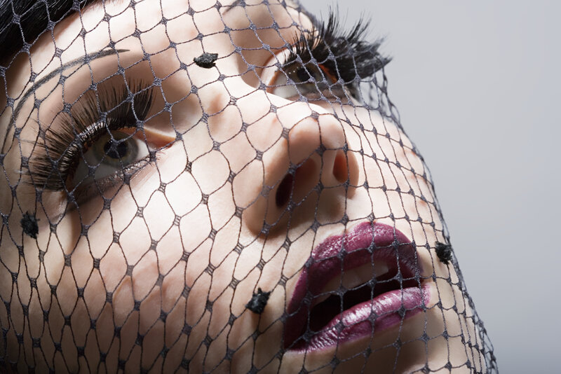Woman with Veil — Black, Dramatic, Photograph