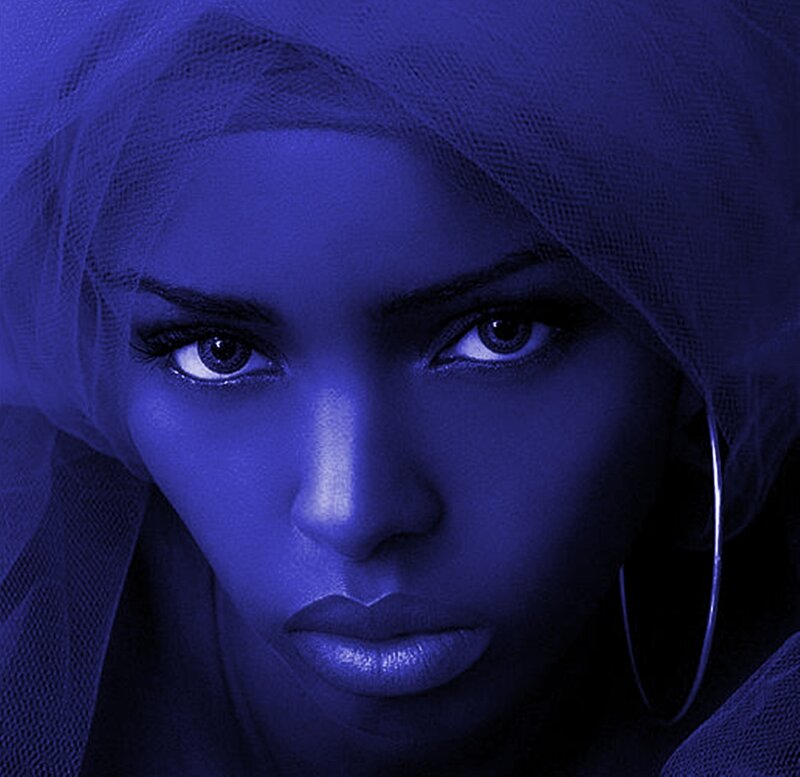 Woman with Veil — Blue, Dramatic
