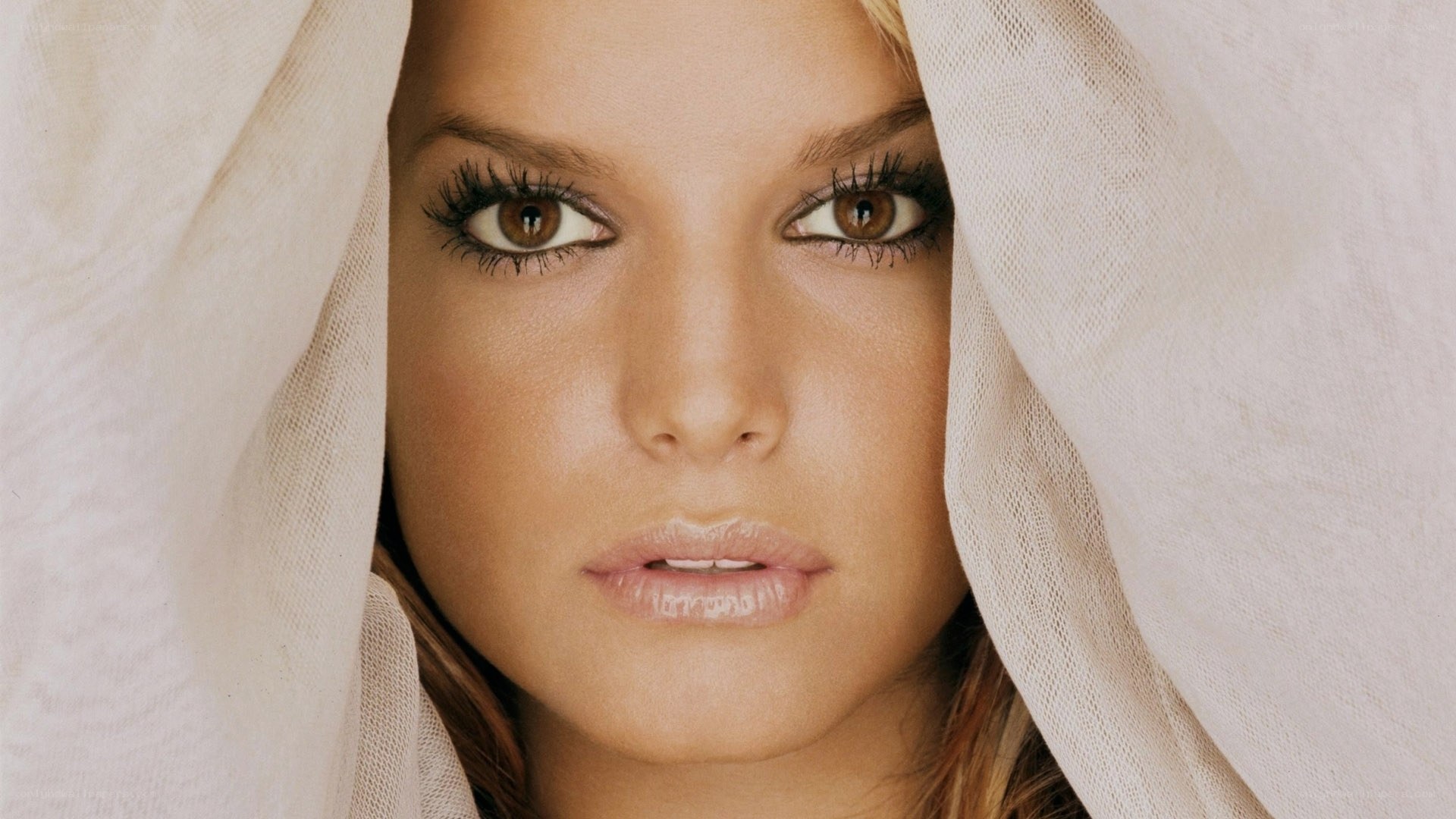 woman with veil covering face