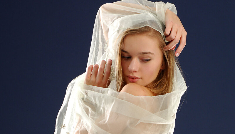 woman with veil covering head