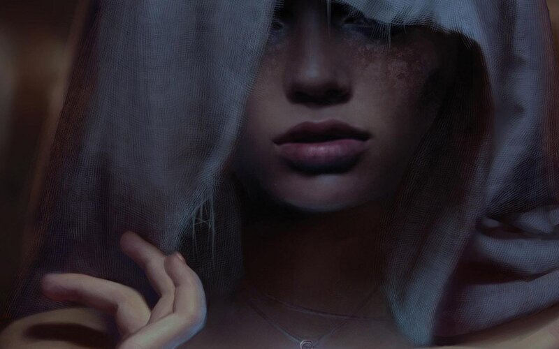 Woman with Veil — Gray