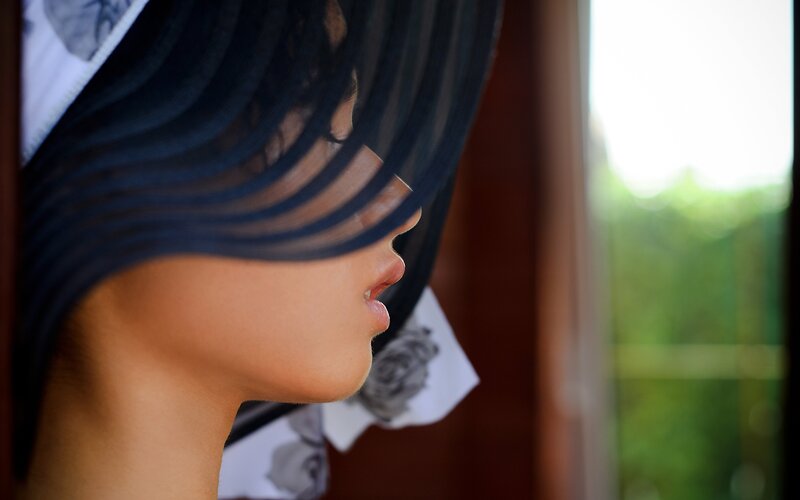 woman with veil in profile