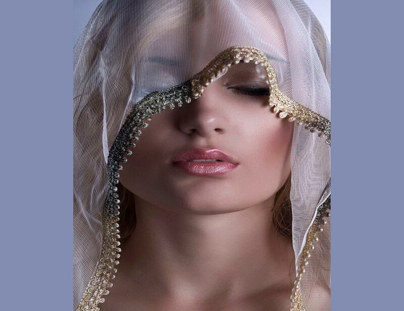 Woman with Veil — White, Dramatic, Photograph, Makeup