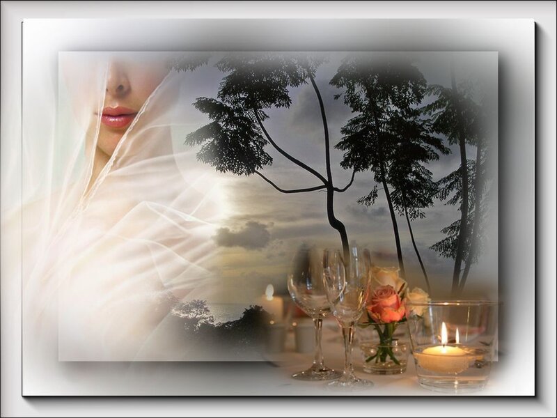 Woman with Veil — White, Serene, Sunset