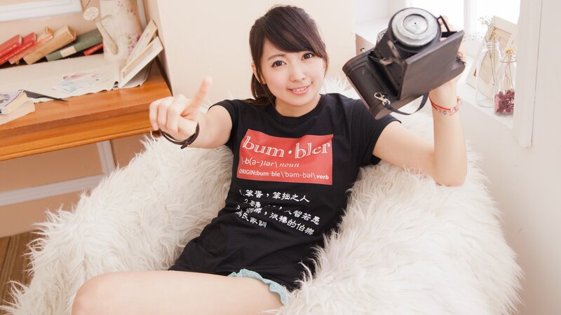 Woman with vintage camera