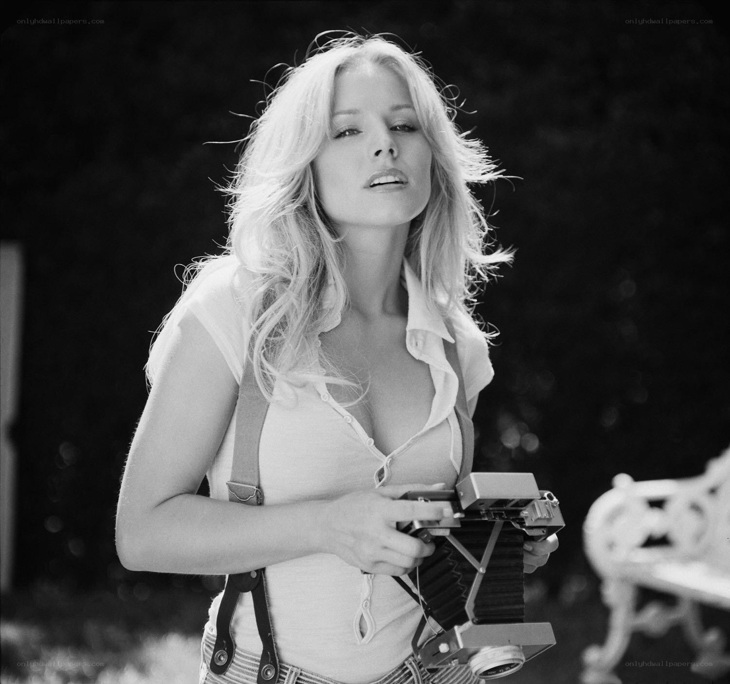 Woman with vintage camera