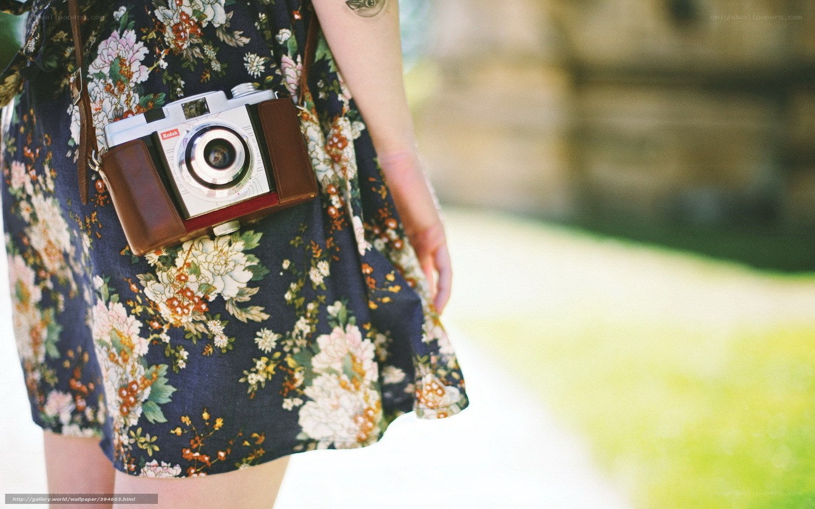 Woman with vintage camera