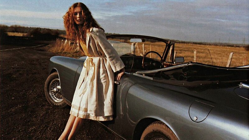 woman with vintage car