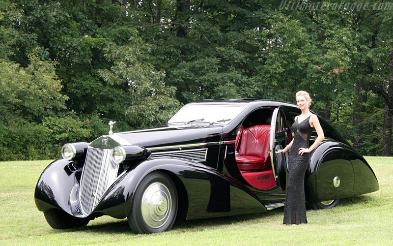woman with vintage car